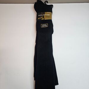 NOS Gold Toe Canterbury Over the Calf Men's Black Socks 3-Pack 10-13 Cotton
